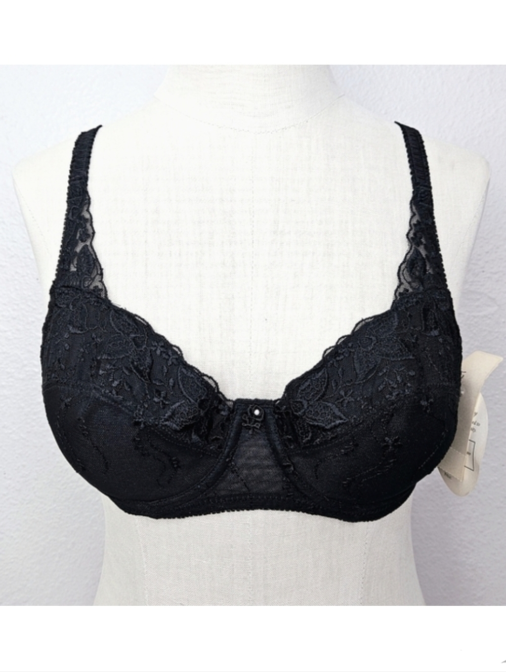 Vintage FELINA Lace Push-Up Bra 32C Black